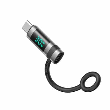 Mcdodo - Adapter Pigeon Series (ot-0180) - Silicone Hook, Aluminium Alloy, Lightning To Usb-C, 60w, Hd Led Display - Black