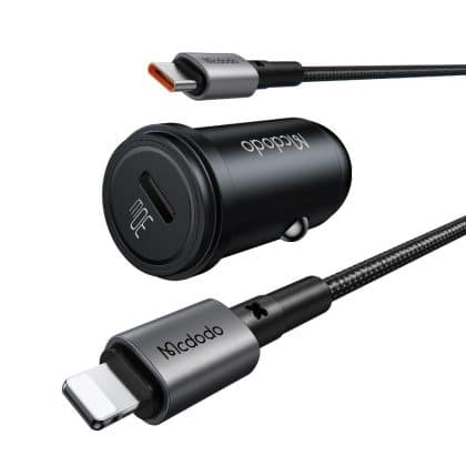 Mcdodo - Car Charger Obsidian Series (cc-7492) - Type-C To Lightning Καλώδιο Included, Pd30w, Smart Ic, Mini Size, 1.2m - Black