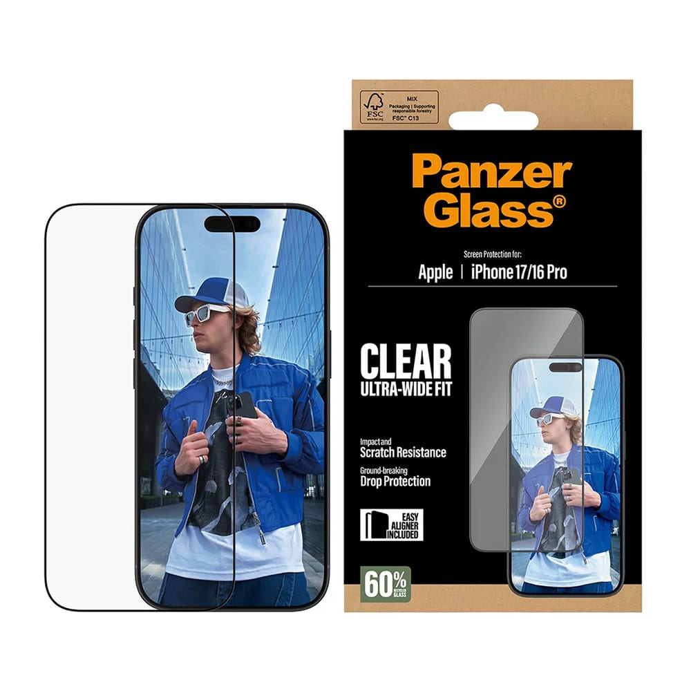 Panzerglass® - Ultra-Wide Fit Screen Protector W. Easyaligner - iPhone 17 / iPhone 16 Pro - Black - Image 3