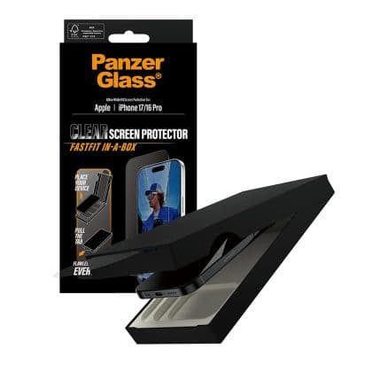 Panzerglass® - Ultra-Wide Fit Screen Protector W. Fastfit In-A-Box - iPhone 17 / iPhone 16 Pro - Black