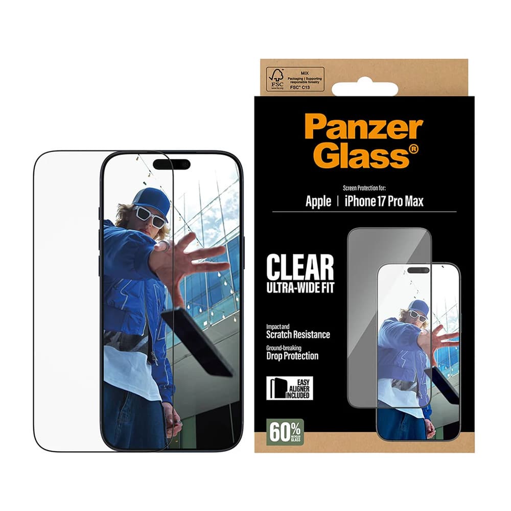 Panzerglass® - Ultra-Wide Fit Screen Protector W. Easyaligner - iPhone 17 Pro Max - Black - Image 7