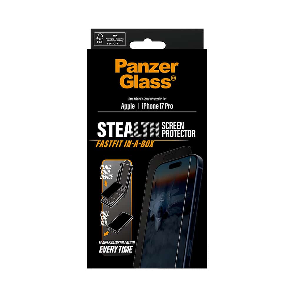 Panzerglass® - Ultra-Wide Fit Stealth Screen Protector W. Fastfit In-A-Box - iPhone 17 Pro - Black - Image 7
