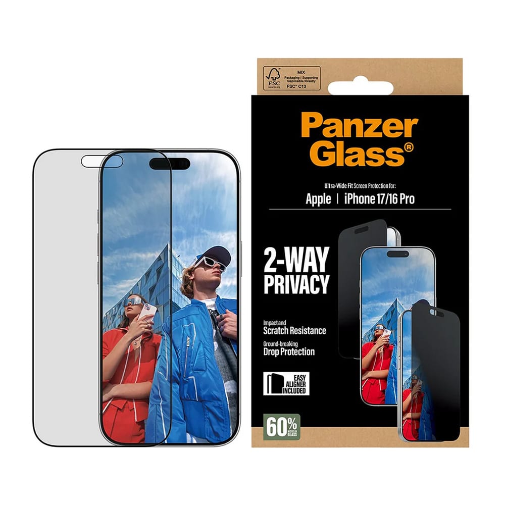 Panzerglass® - Ultra-Wide Fit 2-Way Privacy Screen Protector W. Easyaligner - iPhone 17 / iPhone 16 Pro - Black - Image 3