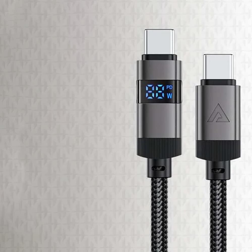 Acefast - Data Καλώδιο (c15-03) - With Digital Display, Fast Charging, Type-C To Type-C, 60w, 3a, Zinc Alloy, 1.2m - Black - Image 4