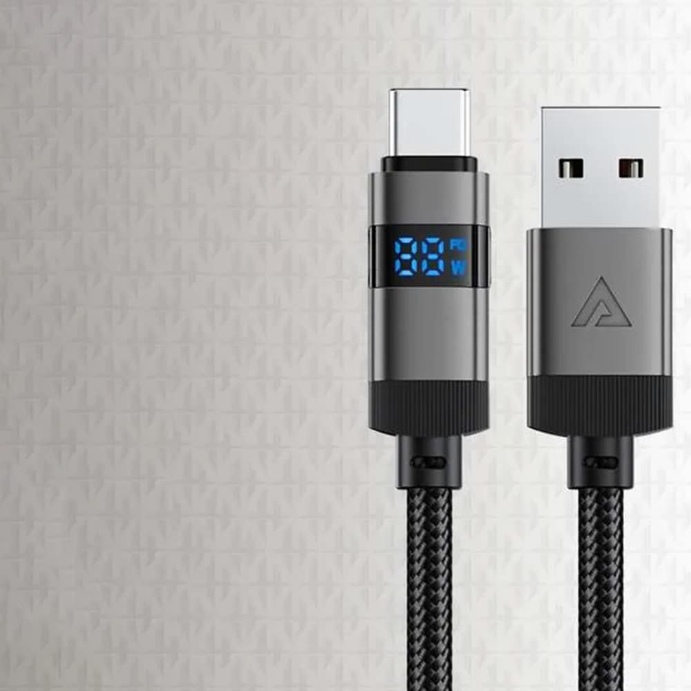 Acefast - Data Καλώδιο (c15-04) - With Digital Display, Fast Charging, Usb-A To Type-C, 66w, Zinc Alloy, 1.2m - Black - Image 4