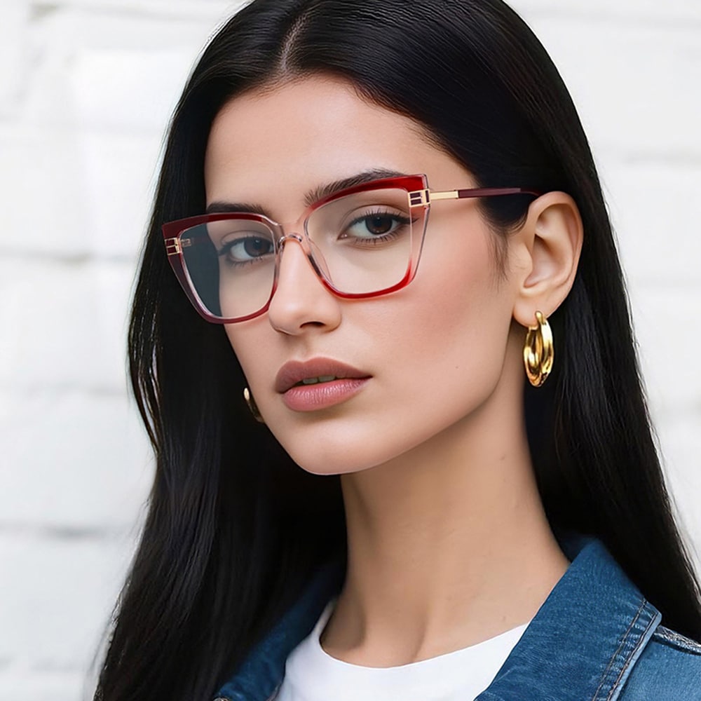Techsuit - Anti-Blue Light Glasses Reflex Pc (2275) - For Women, Rectangle, Tr90&metal Frame, Ac Lens - Black/gold - Image 3