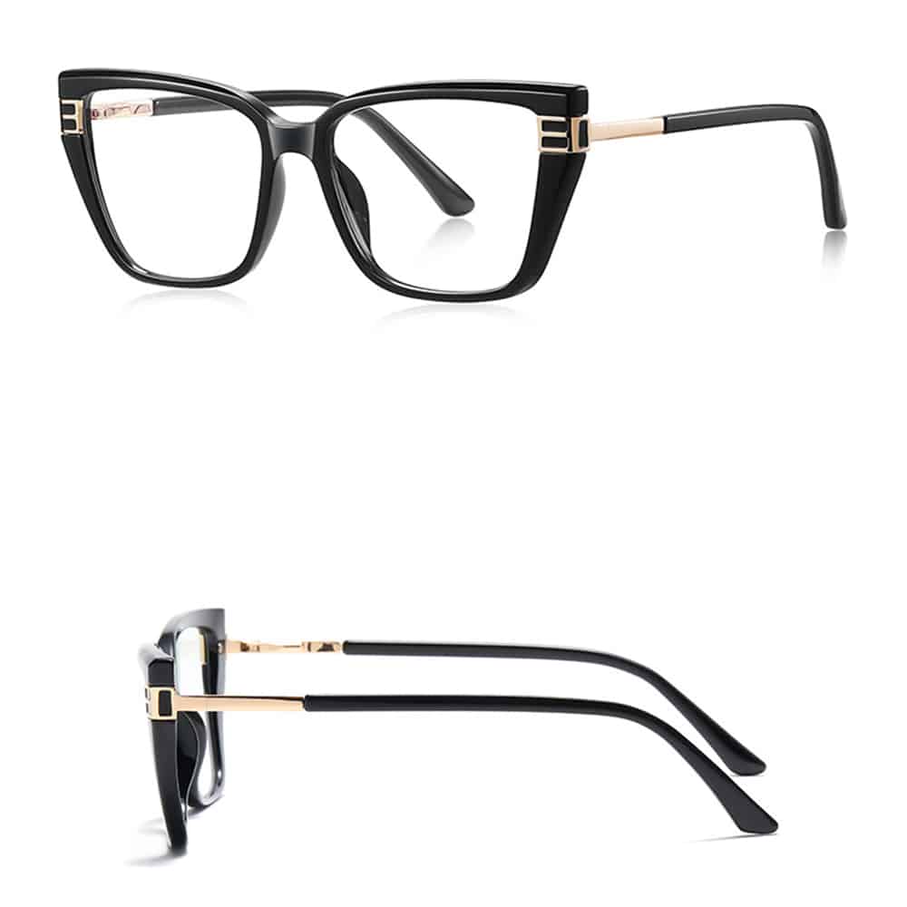 Techsuit - Anti-Blue Light Glasses Reflex Pc (2275) - For Women, Rectangle, Tr90&metal Frame, Ac Lens - Black/gold - Image 2