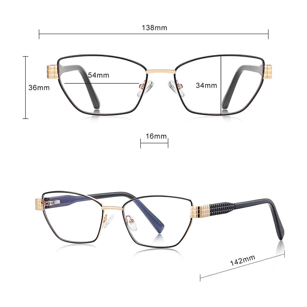 Techsuit - Anti-Blue Light Glasses Reflex Pc (3162) - For Women, Rectangle, Metal Frame, Ac Lens - Black - Image 7