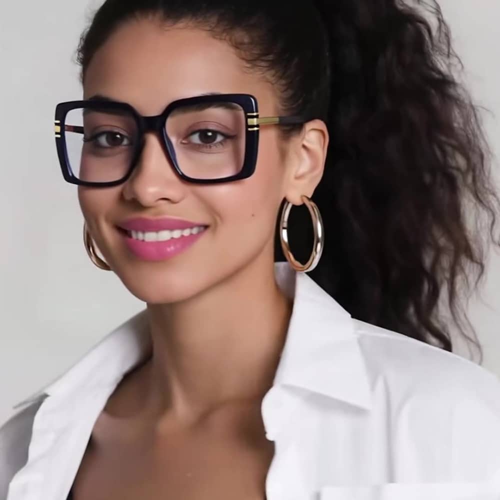 Techsuit - Anti-Blue Light Glasses Reflex Pc (2270) - For Women, Oversized, Tr90&pc Frame, Ac Lens - Black - Image 6