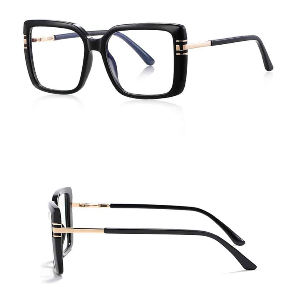 Techsuit - Anti-Blue Light Glasses Reflex Pc (2270) - For Women, Oversized, Tr90&pc Frame, Ac Lens - Black - Image 3