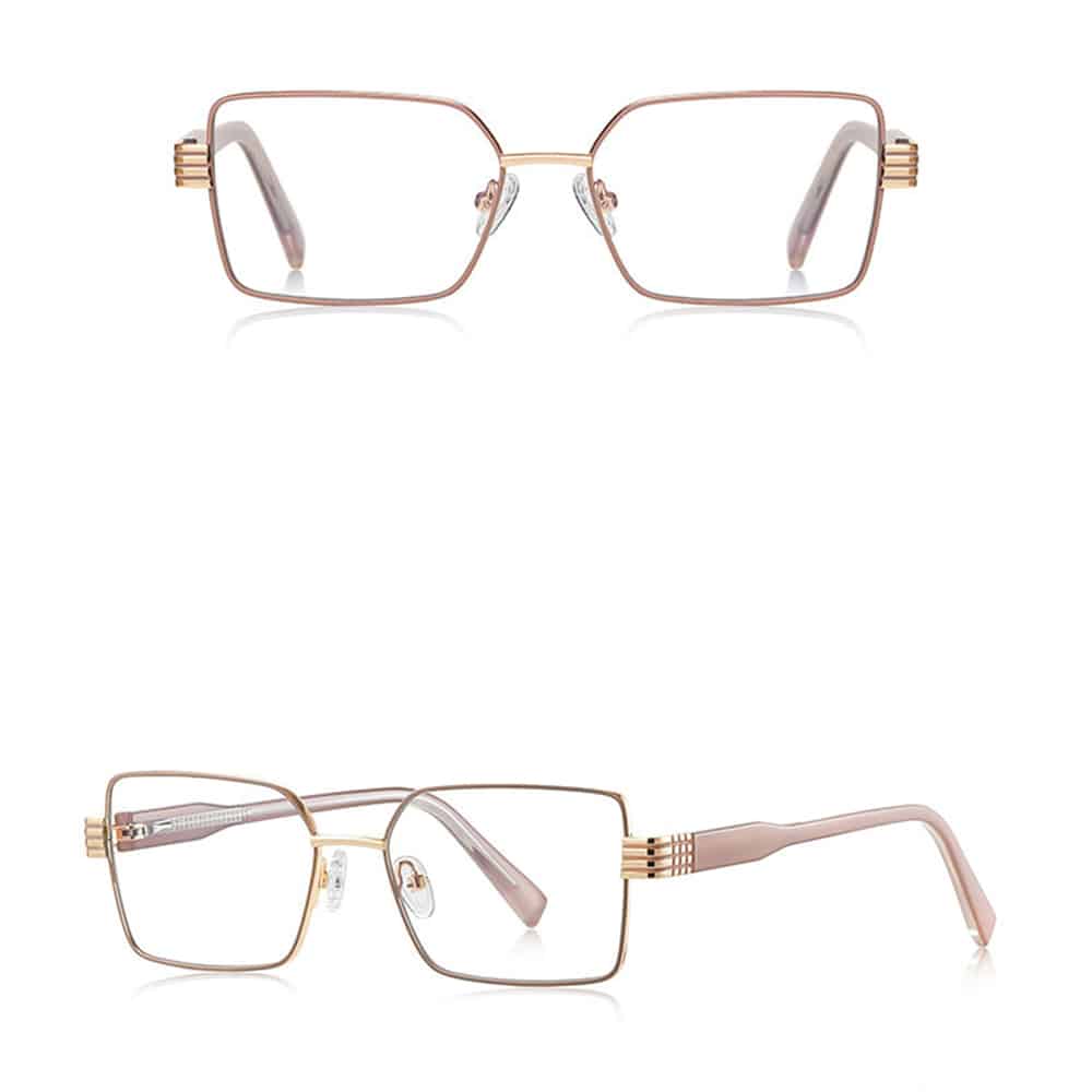 Techsuit - Anti-Blue Light Glasses Reflex Pc (3160) - For Women, Rectangle, Metal Frame, Ac Lens - Rose Gold - Image 2