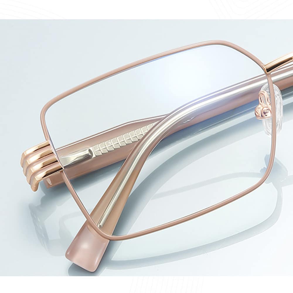 Techsuit - Anti-Blue Light Glasses Reflex Pc (3160) - For Women, Rectangle, Metal Frame, Ac Lens - Rose Gold - Image 5