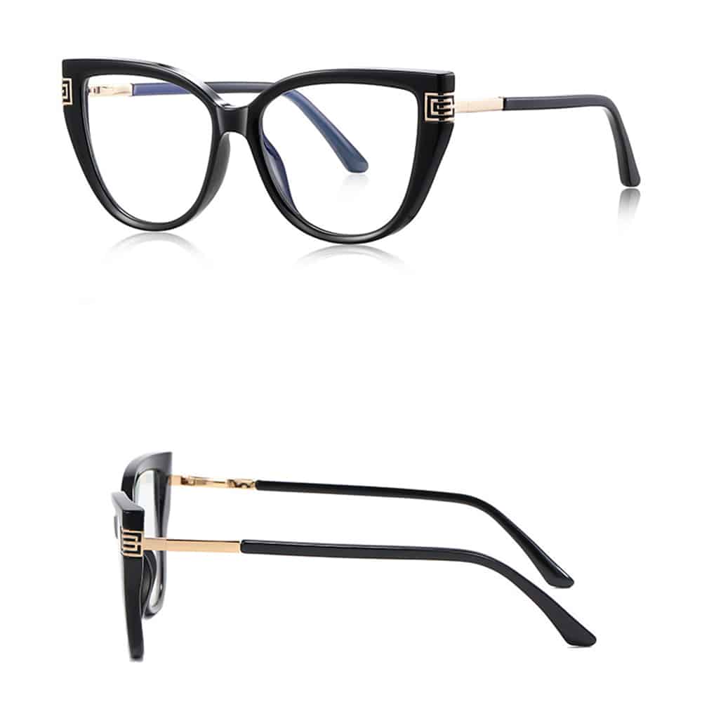 Techsuit - Anti-Blue Light Glasses Reflex Pc (2259) - For Women, Oversized, Tr90&metal Frame, Ac Lens - Black - Image 3