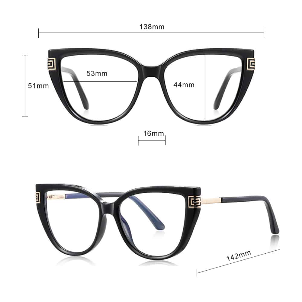 Techsuit - Anti-Blue Light Glasses Reflex Pc (2259) - For Women, Oversized, Tr90&metal Frame, Ac Lens - Black - Image 7