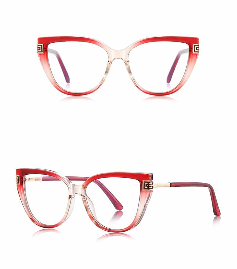 Techsuit - Anti-Blue Light Glasses Reflex Pc (2259) - For Women, Oversized, Tr90&metal Frame, Ac Lens - Transparent/red - Image 2
