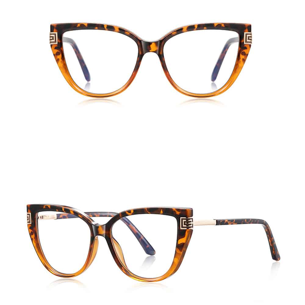 Techsuit - Anti-Blue Light Glasses Reflex Pc (2259) - For Women, Oversized, Tr90&metal Frame, Ac Lens - Transparent/leopard - Image 2