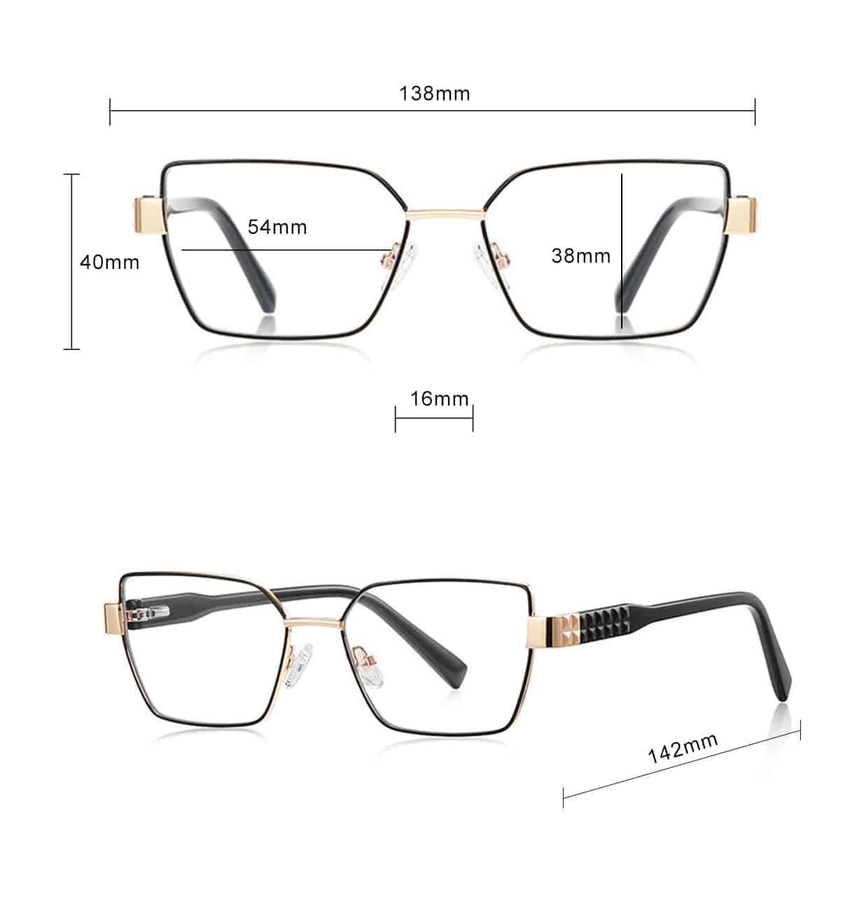 Techsuit - Anti-Blue Light Glasses Reflex Pc (3169) - For Women, Hexagonal, Metal Frame, Ac Lens - Black - Image 7