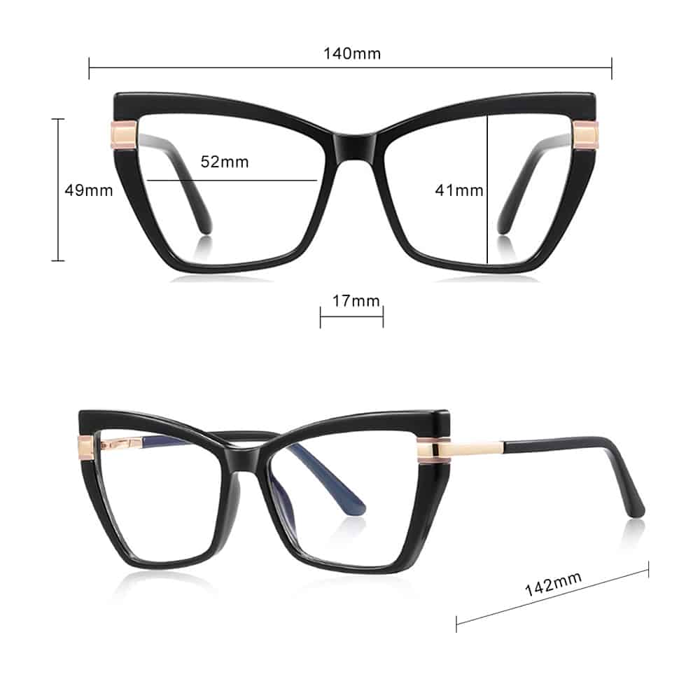 Techsuit - Anti-Blue Light Glasses Reflex Pc (2269) - For Women, Oversized, Tr90&metal Frame, Ac Lens - Black - Image 7