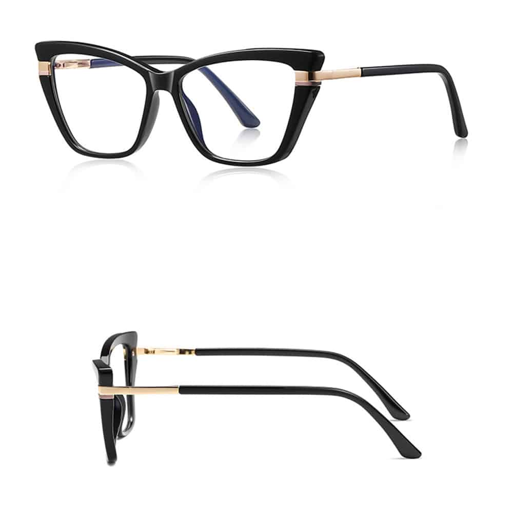 Techsuit - Anti-Blue Light Glasses Reflex Pc (2271) - For Women, Rectangle, Tr90&metal Frame, Ac Lens - Black - Image 2