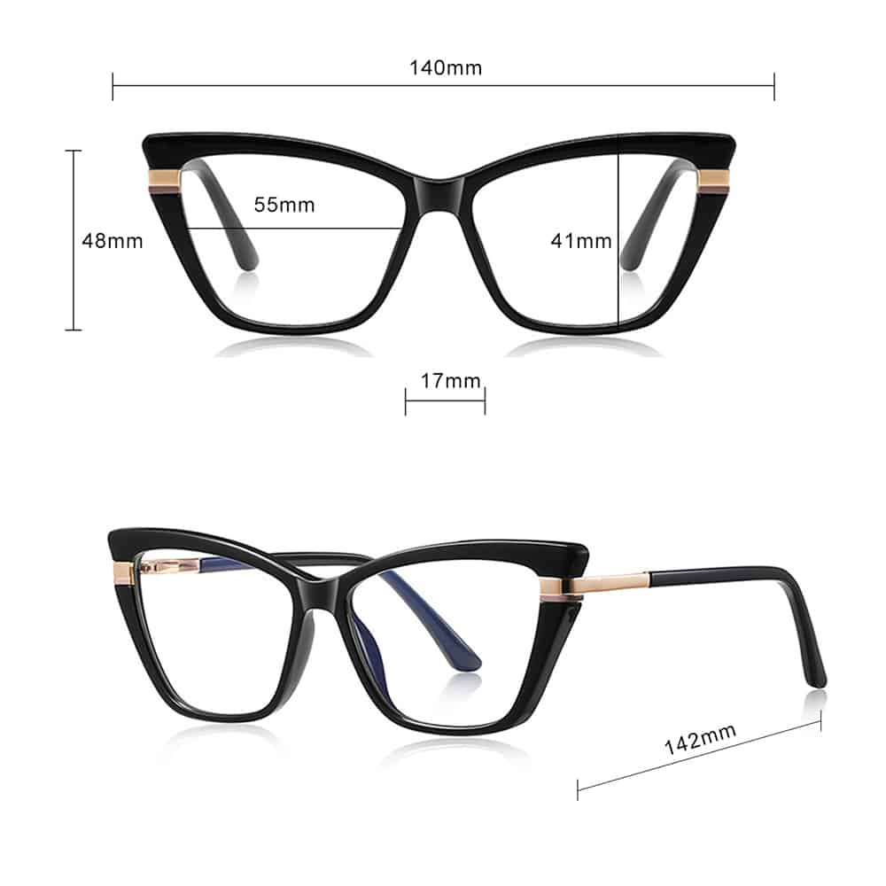 Techsuit - Anti-Blue Light Glasses Reflex Pc (2271) - For Women, Rectangle, Tr90&metal Frame, Ac Lens - Black - Image 12
