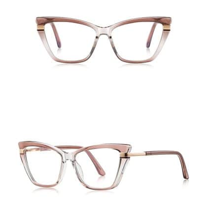 Techsuit - Anti-Blue Light Glasses Reflex Pc (2271) - For Women, Rectangle, Tr90&metal Frame, Ac Lens - Transparent/brown