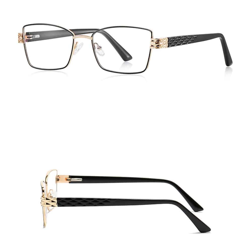 Techsuit - Anti-Blue Light Glasses Reflex Pc (3171) - For Women, Rectangle, Metal Frame, Ac Lens - Black - Image 2