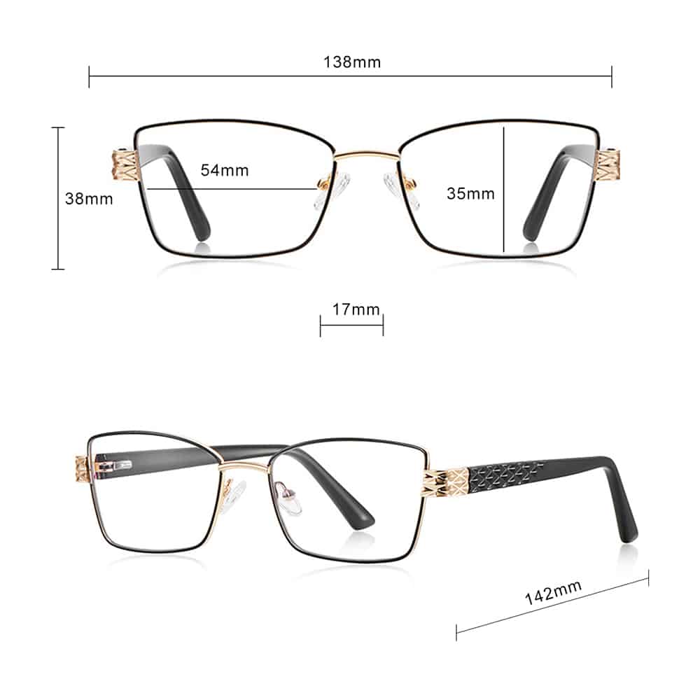 Techsuit - Anti-Blue Light Glasses Reflex Pc (3171) - For Women, Rectangle, Metal Frame, Ac Lens - Black - Image 7