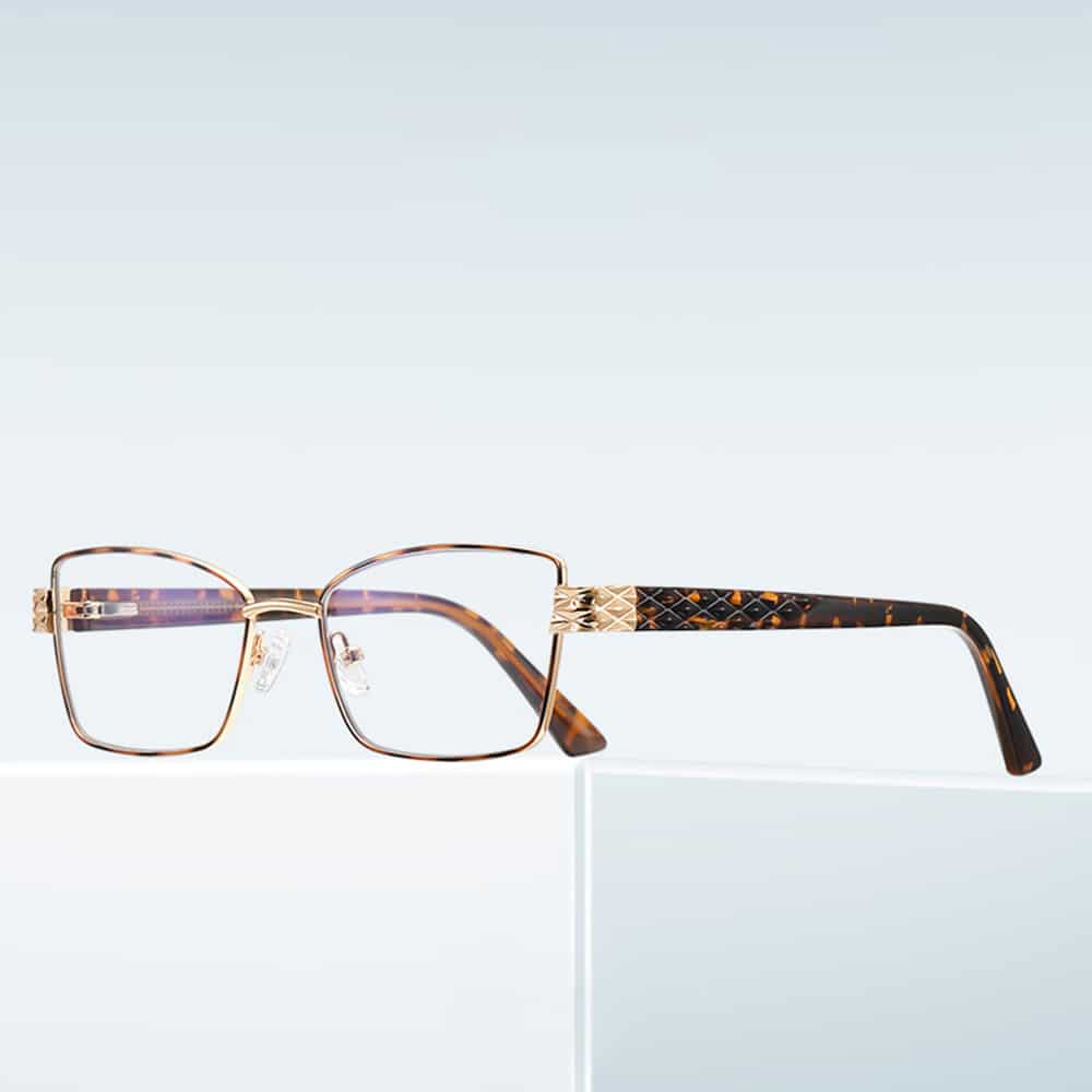 Techsuit - Anti-Blue Light Glasses Reflex Pc (3171) - For Women, Rectangle, Metal Frame, Ac Lens - Gold/black - Image 4