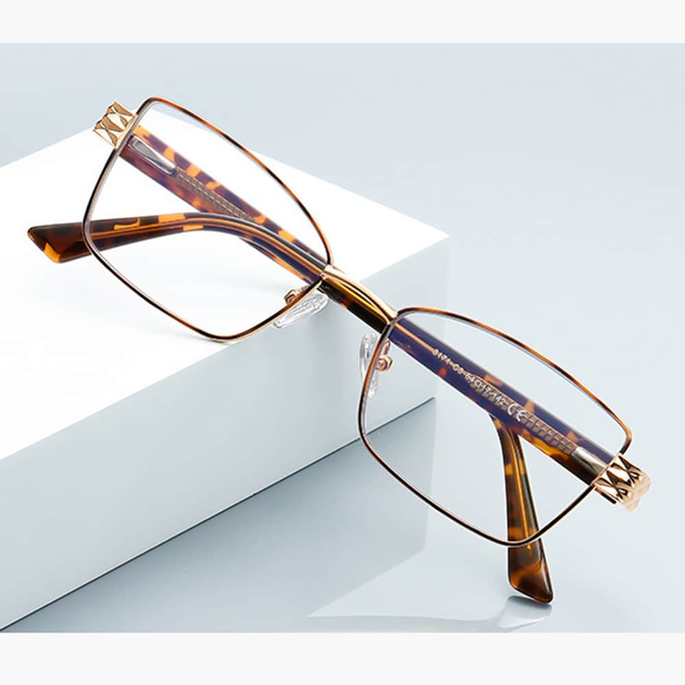Techsuit - Anti-Blue Light Glasses Reflex Pc (3171) - For Women, Rectangle, Metal Frame, Ac Lens - Gold/black - Image 5