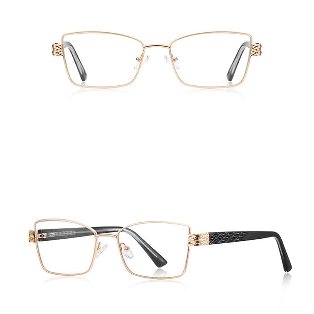 Techsuit - Anti-Blue Light Glasses Reflex Pc (3171) - For Women, Rectangle, Metal Frame, Ac Lens - Gold/black - Image 2