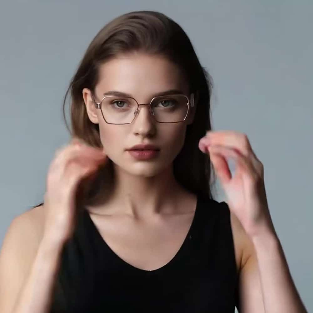 Techsuit - Anti-Blue Light Glasses Reflex Pc (3161) - For Women, Rectangle, Metal Frame, Ac Lens - Gold/black - Image 6