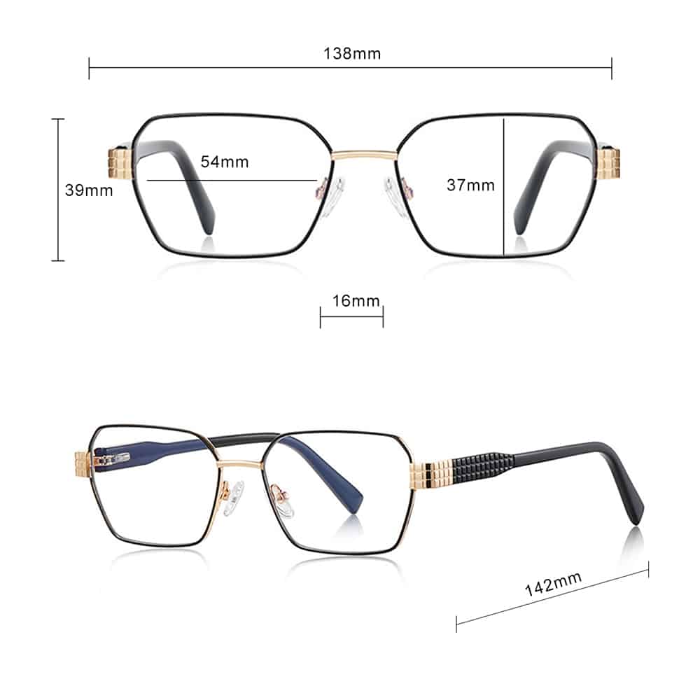 Techsuit - Anti-Blue Light Glasses Reflex Pc (3161) - For Women, Rectangle, Metal Frame, Ac Lens - Black - Image 7