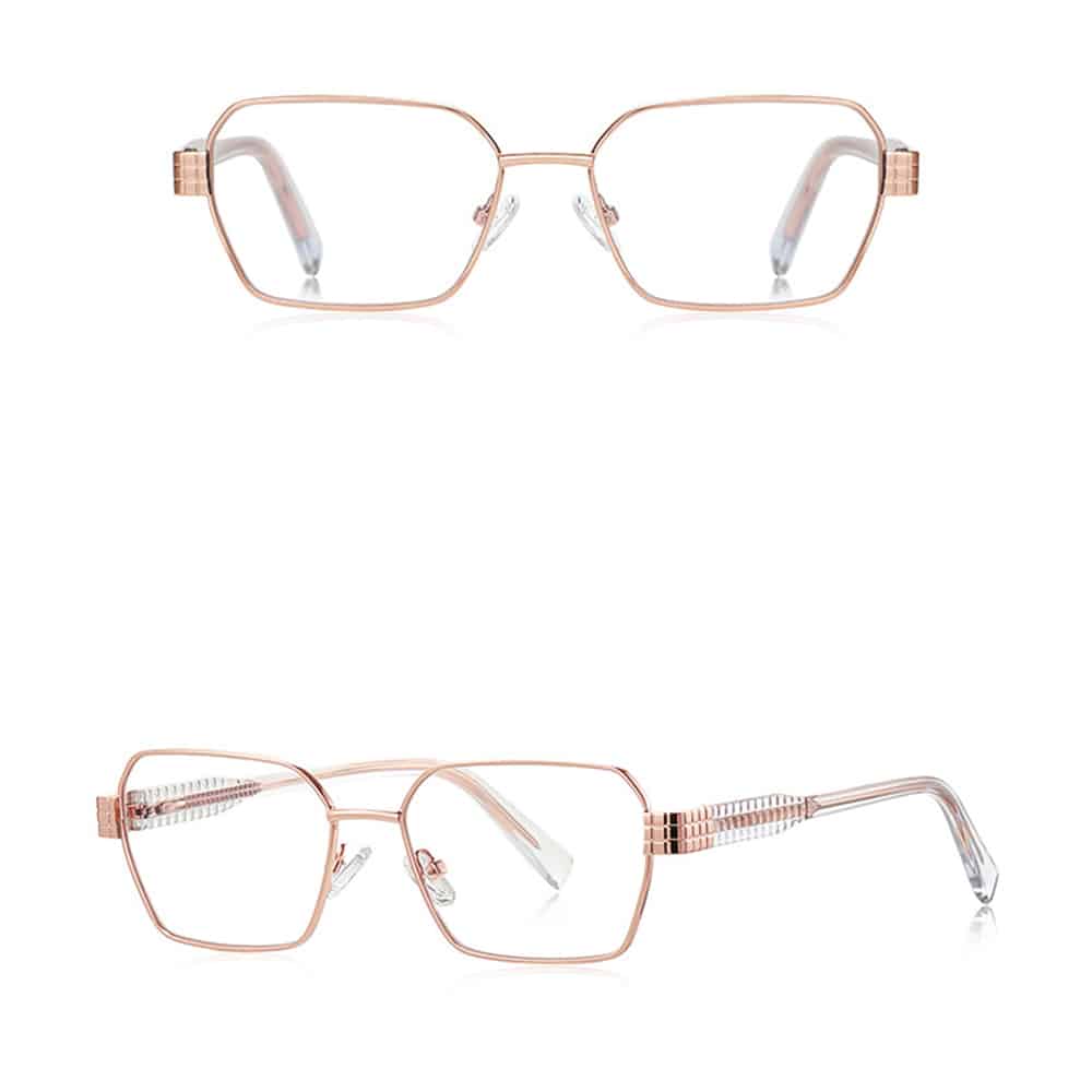 Techsuit - Anti-Blue Light Glasses Reflex Pc (3161) - For Women, Rectangle, Metal Frame, Ac Lens - Rose Gold/transparent - Image 2