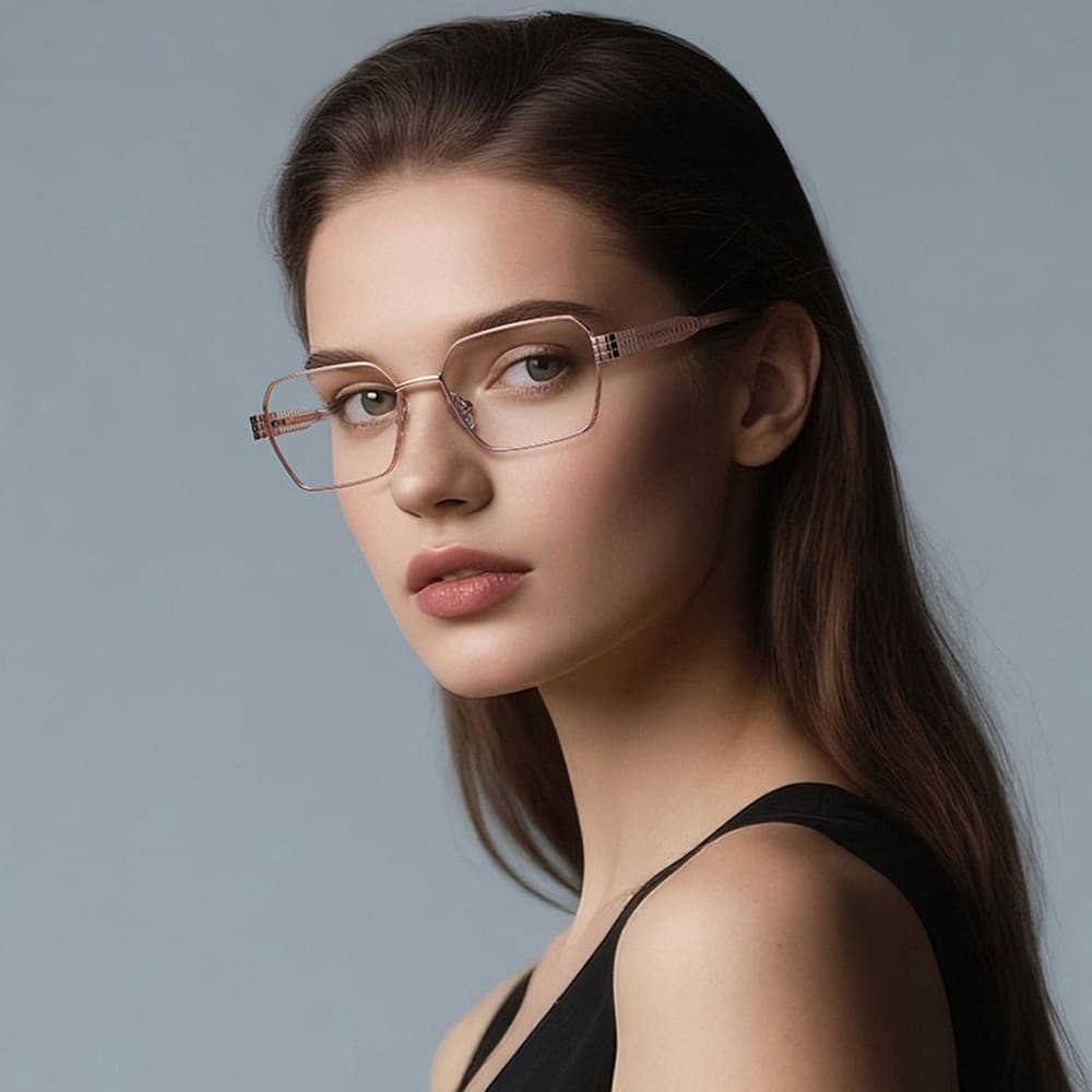 Techsuit - Anti-Blue Light Glasses Reflex Pc (3161) - For Women, Rectangle, Metal Frame, Ac Lens - Rose Gold/transparent - Image 4