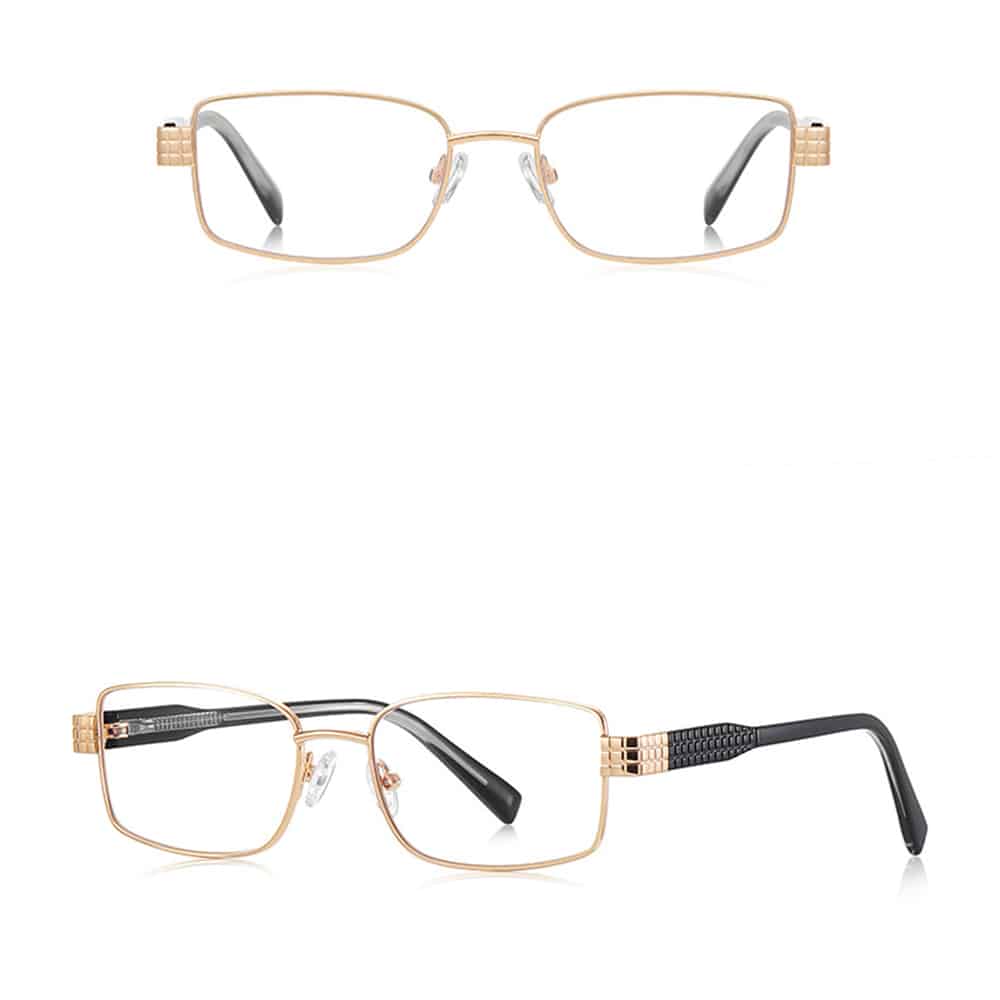 Techsuit - Anti-Blue Light Glasses Reflex Pc (3163) - For Women, Rectangle, Metal Frame, Ac Lens - Gold/black - Image 2