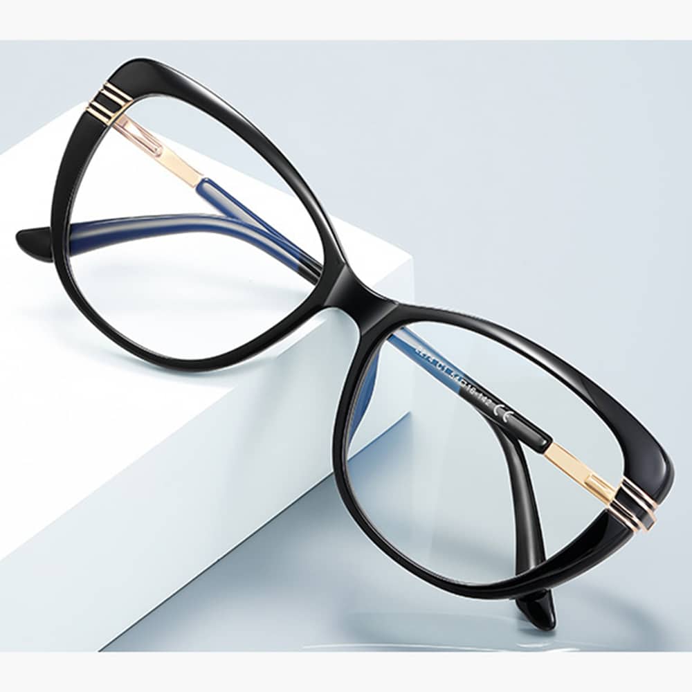Techsuit - Anti-Blue Light Glasses Reflex Pc (2274) - For Women, Oversized, Tr90&metal Frame, Ac Lens - Black - Image 4