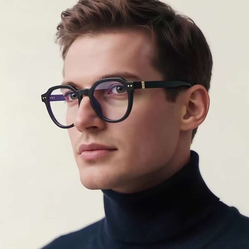 Techsuit - Anti-Blue Light Glasses Reflex Pc (2228) - For Men, Round, Tr90&metal Frame, Ac Lens - Black - Image 6