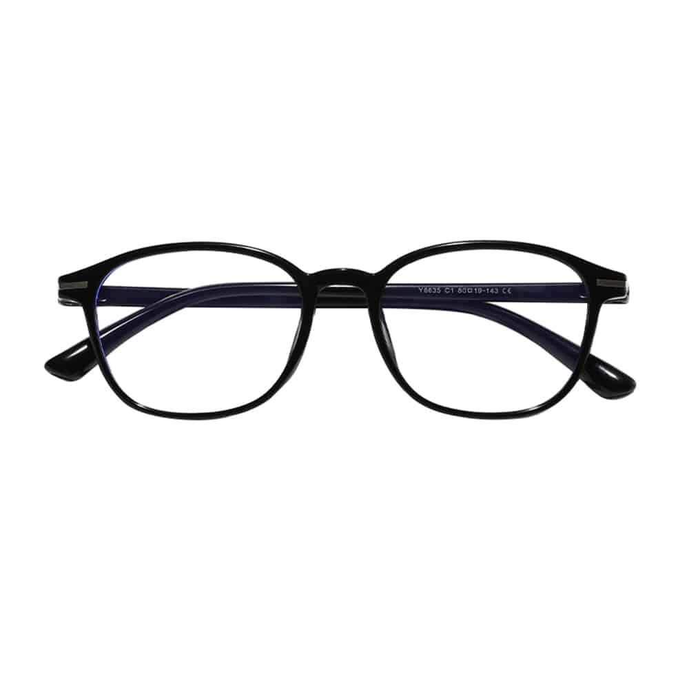 Techsuit - Anti-Blue Light Glasses Reflex Pc (6635) - Unisex, Round, Tr90 Frame, Ac Lens - Black - Image 2