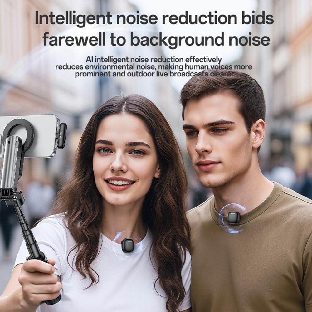 Yesido - (2 Pack) Wireless Lavalier Microphones (kr20) - 3in1 Receiver, Lightning, Ai Noise Reduction, 2.4ghz - Black - Image 6