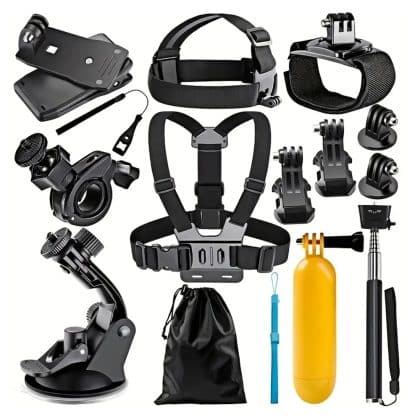 Techsuit - Σετ Αξεσουάρ Camquest 15 Σε 1 (sa15) - Για Κάμερα Gopro - Μαύρο