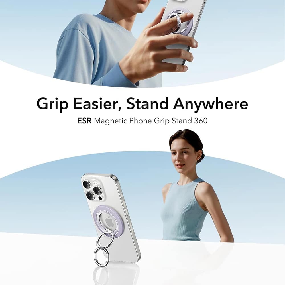 ESR - Phone Grip Stand (2k6180361) - Magnetic, 360°, 5.2mm Ultra-Thin, With Halolock Universal Ring - Lavender - Image 2