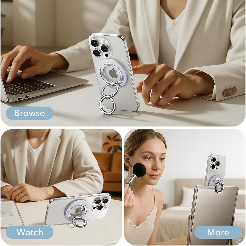 ESR - Phone Grip Stand (2k6180361) - Magnetic, 360°, 5.2mm Ultra-Thin, With Halolock Universal Ring - Lavender - Image 4