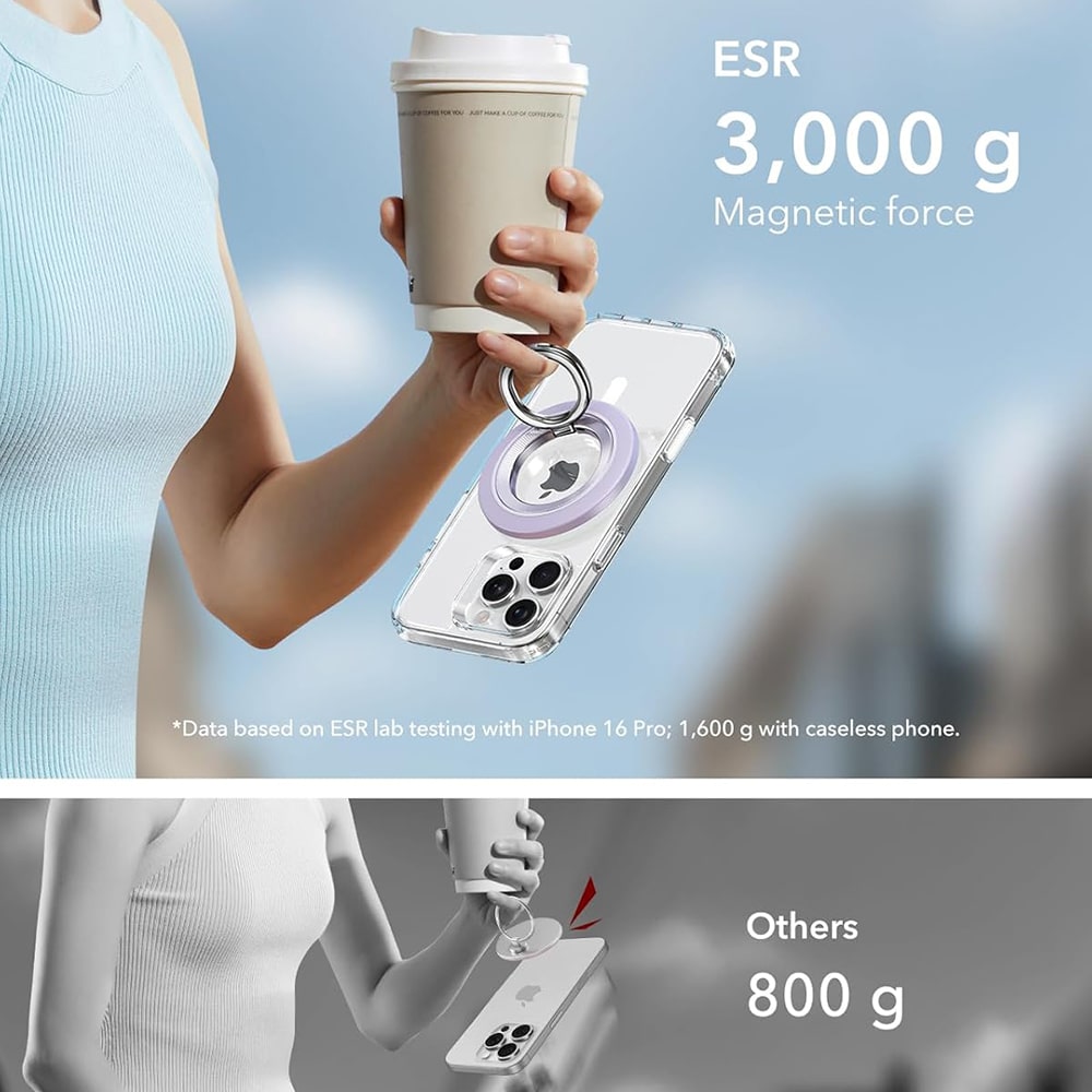 ESR - Phone Grip Stand (2k6180361) - Magnetic, 360°, 5.2mm Ultra-Thin, With Halolock Universal Ring - Lavender - Image 7