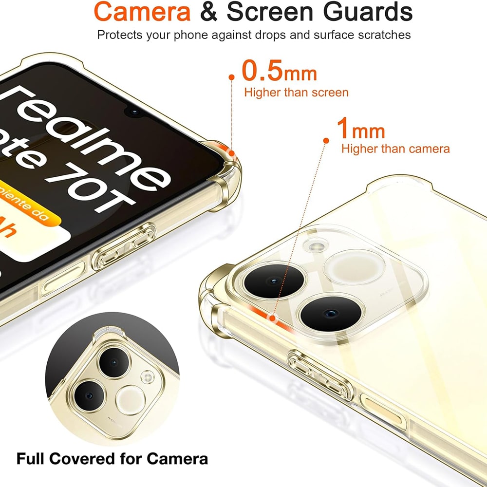 Techsuit Shockproof Clear Silicone - θήκη για Realme Note 70T - Διάφανο - Image 5