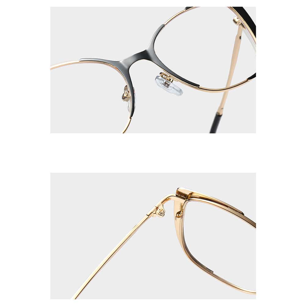 Techsuit - Anti-Blue Light Glasses Reflex Pc (8808) - For Women, Oversized, Metal Frame, Ac Lens - Black - Image 4