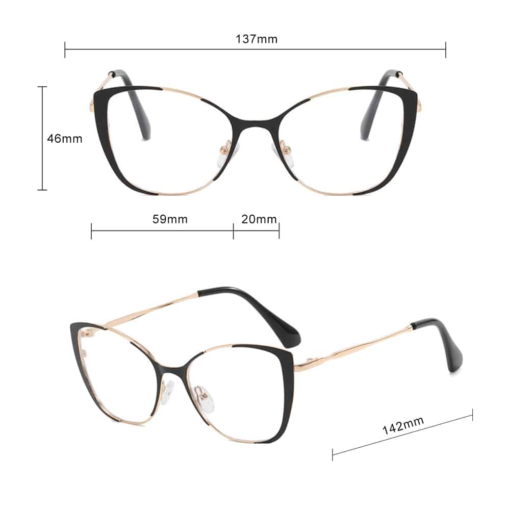 Techsuit - Anti-Blue Light Glasses Reflex Pc (8808) - For Women, Oversized, Metal Frame, Ac Lens - Black - Image 5