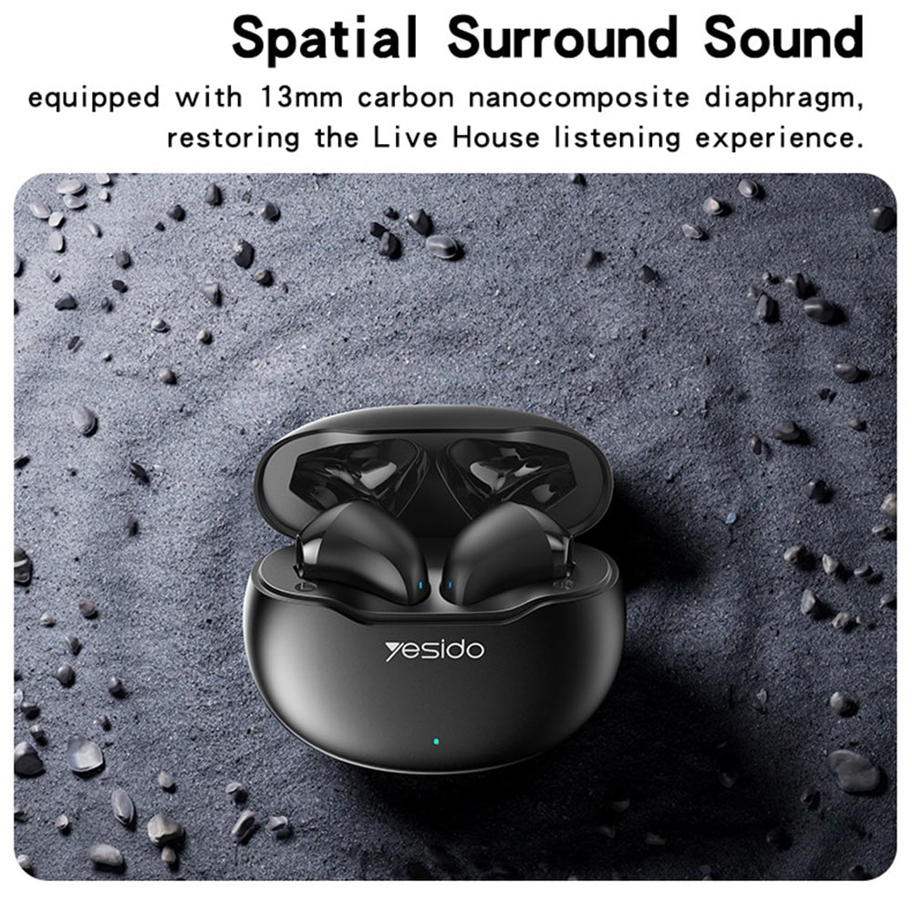 Yesido - Ασύρματα Ακουστικά (tws21) - Με Bluetooth V5.3, Σχεδίαση Half-In-Ear, Ελεγχο Μέσω Αφής, Αντιστάθμιση Θορύβου, 320mah - Λευκό - Image 3