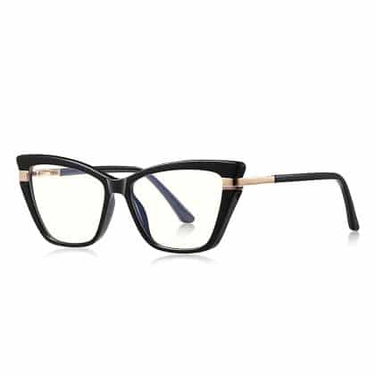 Techsuit - Anti-Blue Light Glasses Reflex Pc (2271) - For Women, Rectangle, Tr90&metal Frame, Ac Lens - Black