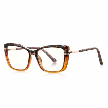 Techsuit - Anti-Blue Light Glasses Reflex Pc (2273) - For Women, Oversized, Tr90&metal Frame, Ac Lens - Transparent/leopard