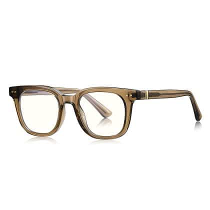 Techsuit - Anti-Blue Light Glasses Reflex Pc (2229) - For Men, Round, Tr90&metal Frame, Ac Lens - Transparent/brown
